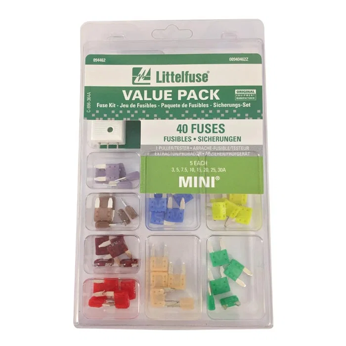 094462 – LITTELFUSE Fuse Assortment, Mini Blade Fuse 40 Piece
