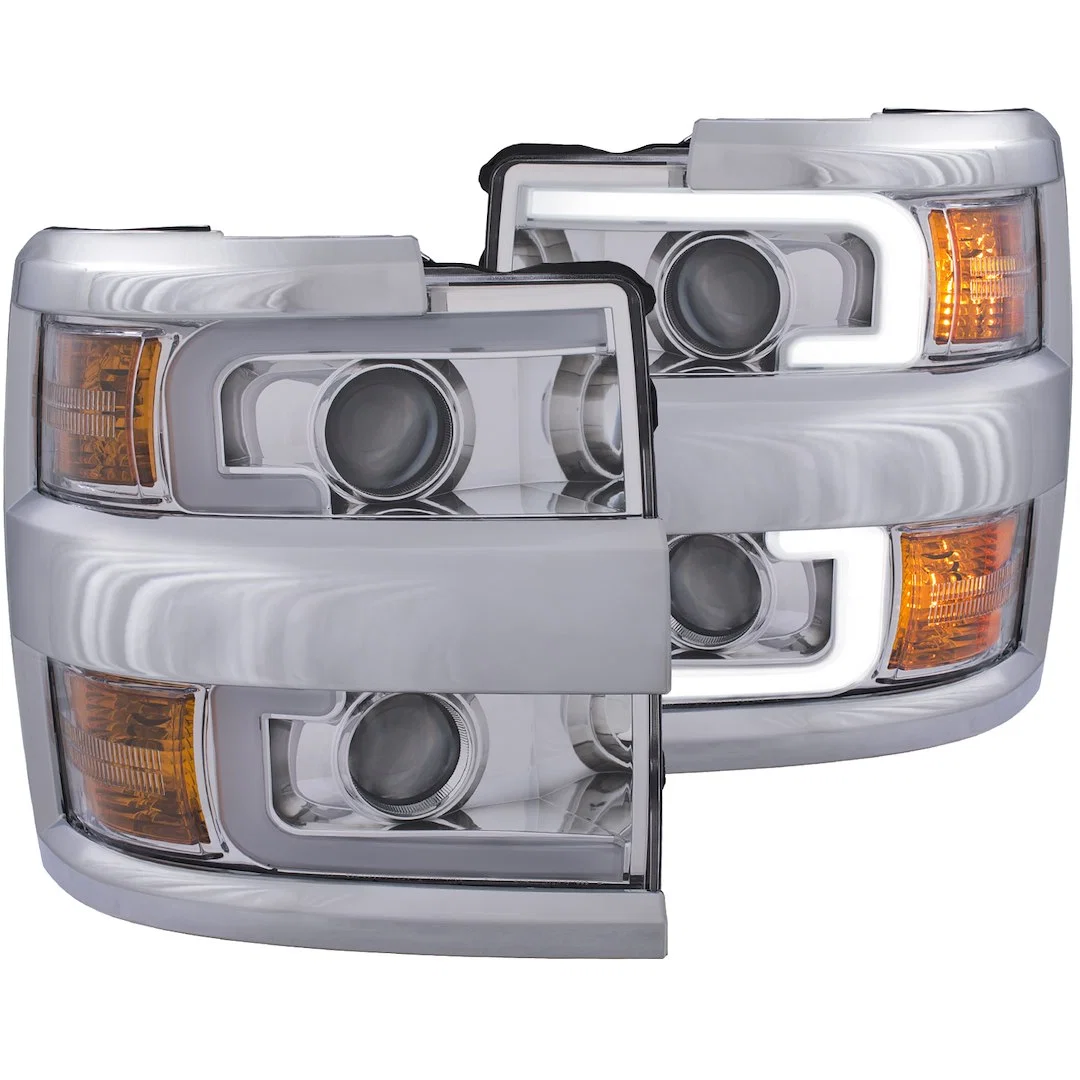 111366 – ANZO Headlight Assembly, Halogen Bulb Projector Beam With Switchback Design Clear Lens Chrome Housing Set of...