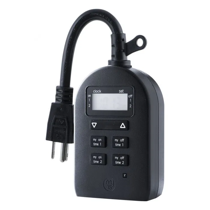 36027 – JASCO Multi Purpose Light Control Timer, Outdoor/ Indoor Use Plug-In Single Grounded Outlet LCD Indicator Dis...